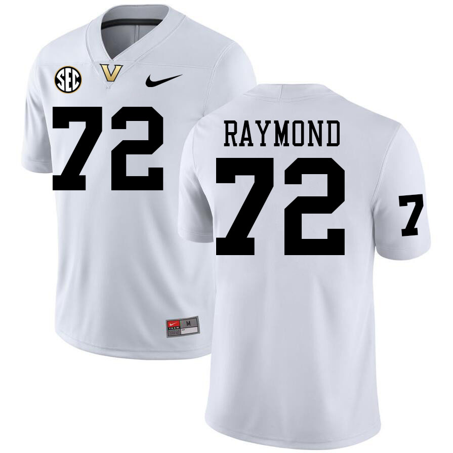 Vanderbilt Commodores #72 Josh Raymond College Football Jerseys Stitched-White